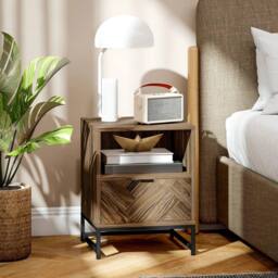 FORGEVIO Nightstand, Bedside Table with Drawer & Shelf End Table - thumbnail 6