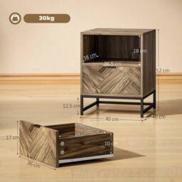 FORGEVIO Nightstand, Bedside Table with Drawer & Shelf End Table - thumbnail 2