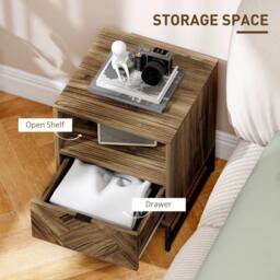 FORGEVIO Nightstand, Bedside Table with Drawer & Shelf End Table - thumbnail 3