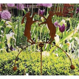 Poppyforge Boxing Hares Wind Rocker Double BM/RtR - Steel - W54 x H148.5 cm in Brown - thumbnail 3