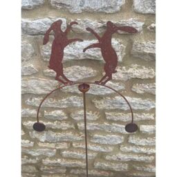 Poppyforge Boxing Hares Wind Rocker Double BM/RtR - Steel - W54 x H148.5 cm in Brown - thumbnail 8