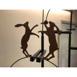 Poppyforge Boxing Hares Wind Rocker Double BM/RtR - Steel - W54 x H148.5 cm in Brown