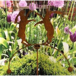 Poppyforge Boxing Hares Wind Rocker Double BM/RtR - Steel - W54 x H148.5 cm in Brown - thumbnail 2