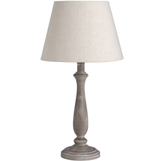 Lemon Pavilion Furniture and Decor Teos Table Lamp - Linen/Wood - L25 x W25 x H47 cm - Beige/Brown in Brown
