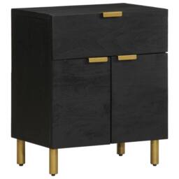 Berkfield Home Classic Bedside Cabinet Black 50x33x60 cm Engineered Wood - Size: 50 x 33 x 60 cm - thumbnail 2