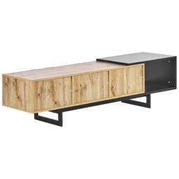 "Wyld and Coco TV Stand 160cm for up to 70"" TVs Light Brown Wood Black Shelf" - thumbnail 6