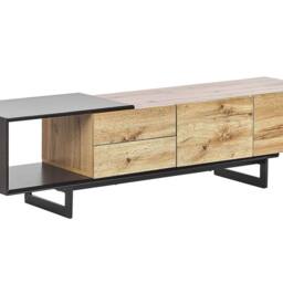 "Wyld and Coco TV Stand 160cm for up to 70"" TVs Light Brown Wood Black Shelf" - thumbnail 2