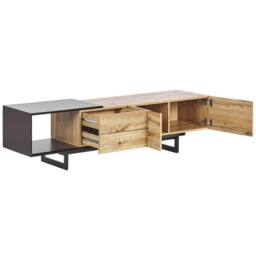"Wyld and Coco TV Stand 160cm for up to 70"" TVs Light Brown Wood Black Shelf" - thumbnail 4
