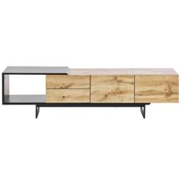 "Wyld and Coco TV Stand 160cm for up to 70"" TVs Light Brown Wood Black Shelf" - thumbnail 5