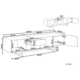 "Wyld and Coco TV Stand 160cm for up to 70"" TVs Light Brown Wood Black Shelf" - thumbnail 3