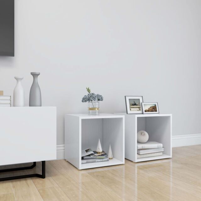 Berkfield Home TV Cabinets 2 pcs White 37x35x37 cm Engineered Wood - Size: 37 x 35 x 37 cm - image 1