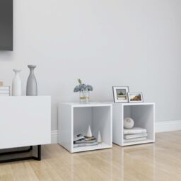 Berkfield Home TV Cabinets 2 pcs White 37x35x37 cm Engineered Wood - Size: 37 x 35 x 37 cm - thumbnail 1