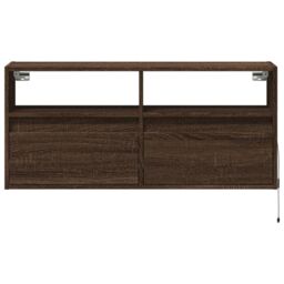 Berkfield Home TV Wall Cabinet with LED Lights Brown Oak 100x31x45 cm - Size: 100 x 31 x 45 cm - thumbnail 6