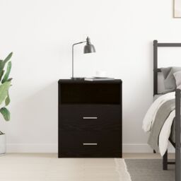 Berkfield Home Black Oak Nightstand 50x32x60cm Made from Engineered Wood - Size: 50 x 32 x 60 cm - thumbnail 4