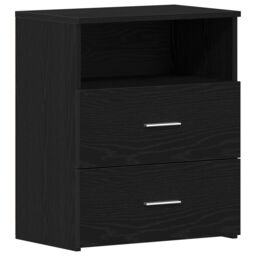 Berkfield Home Black Oak Nightstand 50x32x60cm Made from Engineered Wood - Size: 50 x 32 x 60 cm - thumbnail 2