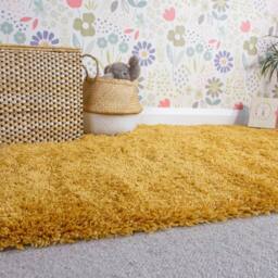 Kukoon Soft Fluffy Thick Pile Shaggy Area Rug, Living Room Bedroom Carpet Runner in Yellow - Size: 80 cm x 150 cm - thumbnail 2