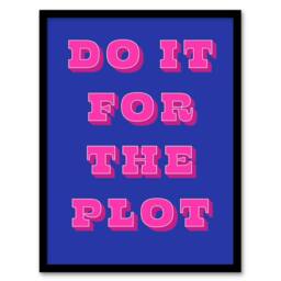 Artery8 Do It For The Plot Retro Blue Pink Funny Cheeky Framed Wall Art Print - Size: A4 - thumbnail 1