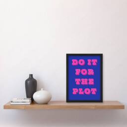 Artery8 Do It For The Plot Retro Blue Pink Funny Cheeky Framed Wall Art Print - Size: A4 - thumbnail 4