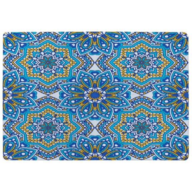 Benjamin Tate Design Floral & Geometric Embellished Tiles Rug in Natural - Size: Large - image 1