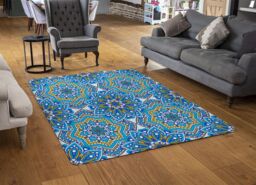 Benjamin Tate Design Floral & Geometric Embellished Tiles Rug in Natural - Size: Large - thumbnail 2