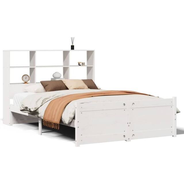 Berkfield Home Bookcase Bed without Mattress White 160x200cm Solid Wood Pine - Size: 160x200 cm - image 1