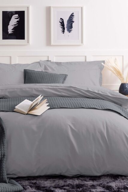 Belledorm Easy Care 200 Thread Count Cotton Polyester Percale Duvet Cover in Light Grey - Size: King - image 1