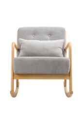 Living and Home Modern Buttoned Rocking Chair in Grey - thumbnail 3