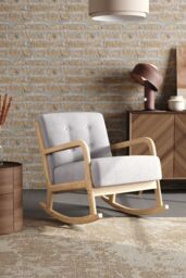 Living and Home Modern Buttoned Rocking Chair in Grey - thumbnail 2