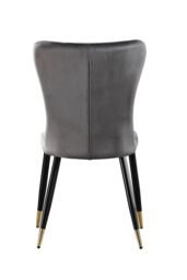Life Interiors Set of 2 New York Modern Velvet Dining Chairs with High Back, Black Metal Legs, & Gold Tips in Grey - thumbnail 5