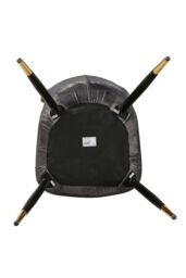 Life Interiors Set of 2 New York Modern Velvet Dining Chairs with High Back, Black Metal Legs, & Gold Tips in Grey - thumbnail 6