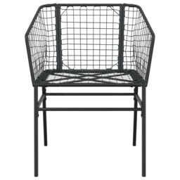 Berkfield Home 3 Piece Garden Dining Set Black Poly Rattan Glass - thumbnail 6
