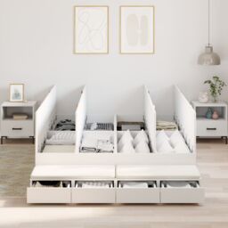 Berkfield Home Storage Bed Frame White 150x200 cm - thumbnail 1