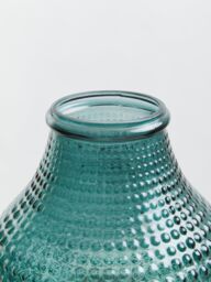 Orsina Large Green Glass Vase With Vibrant Green Hue, Stylish Pottery Vase With Studded Surface, Textured Glass Vase - thumbnail 5