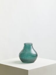 Orsina Large Green Glass Vase With Vibrant Green Hue, Stylish Pottery Vase With Studded Surface, Textured Glass Vase - thumbnail 3