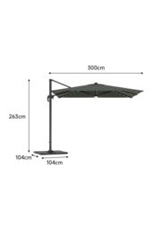 H&O Direct Outdoor Square Cantilever Parasol with Solar Lights & HDPE Base in Dark Grey - thumbnail 6