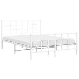 Berkfield Home Metal Bed Frame without Mattress with Footboard White 140x200cm - Size: 140x200 cm - thumbnail 4