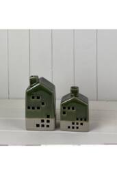 KDMD Green Festive Ceramic House Decoration with LED - thumbnail 2