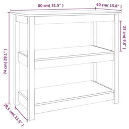 Berkfield Home Console Table White 80x40x74 cm Solid Wood Pine - Size: 80 x 40 x 74 cm - thumbnail 8