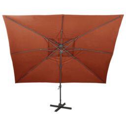 Berkfield Home Cantilever Garden Parasol with Double Top Terracotta 400x300 cm in Brown - thumbnail 3