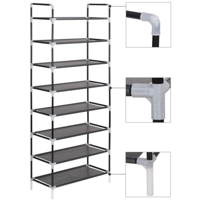 Berkfield Home Shoe Rack with 8 Shelves Metal & Non-woven Fabric Black - image 1