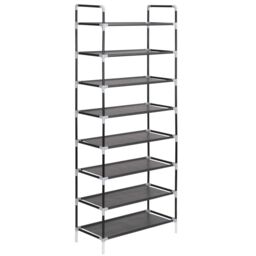 Berkfield Home Shoe Rack with 8 Shelves Metal & Non-woven Fabric Black - thumbnail 3