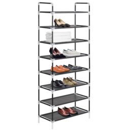 Berkfield Home Shoe Rack with 8 Shelves Metal & Non-woven Fabric Black - thumbnail 2