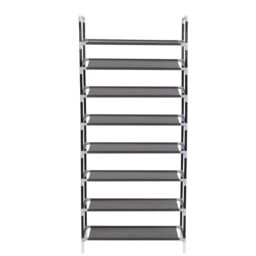 Berkfield Home Shoe Rack with 8 Shelves Metal & Non-woven Fabric Black - thumbnail 4