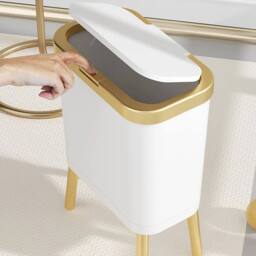 KORVIXA White & Golden Trash Can Narrow Garbage Bin - Size: 100 cm x 100 cm - thumbnail 3