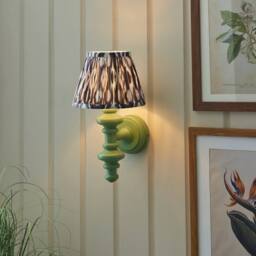 Netlighting Carnaby Green Wall Light Grey Fabric Ikat Shade 20cm B22 - thumbnail 2