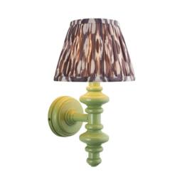 Netlighting Carnaby Green Wall Light Grey Fabric Ikat Shade 20cm B22