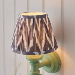 Netlighting Carnaby Green Wall Light Grey Fabric Ikat Shade 20cm B22 - thumbnail 3