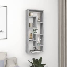 Berkfield Home Wall Shelf Grey Sonoma 36x16x90 cm Engineered Wood - Size: 36 x 16 x 90 cm - thumbnail 2