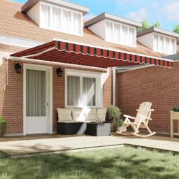 Berkfield Home Retractable Awning Orange & Brown 400 x 300 cm Fabric - thumbnail 3