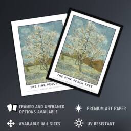 Artery8 Van Gogh The Pink Peach Tree Souvenir de Mauve Framed Wall Art Print in Blue - Size: A4 - thumbnail 2